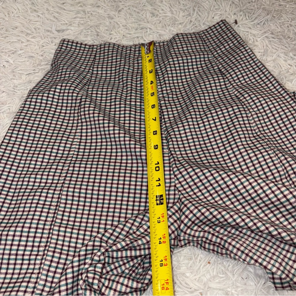 Urban Outfitters Plaid Gingham wide leg cropped trouser pants purple green 4 - Picture 7 of 8